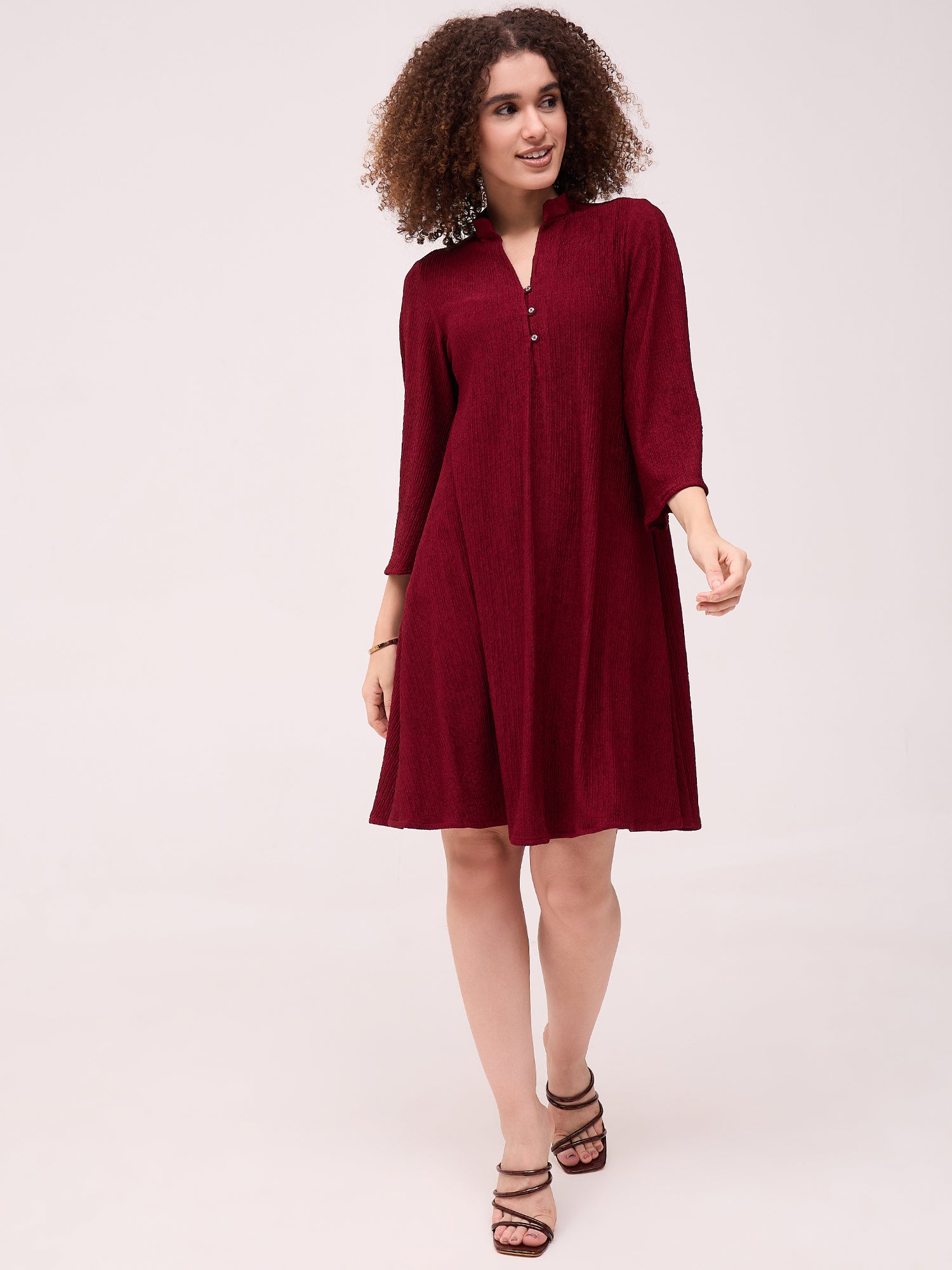 Maroon A-Line Dress