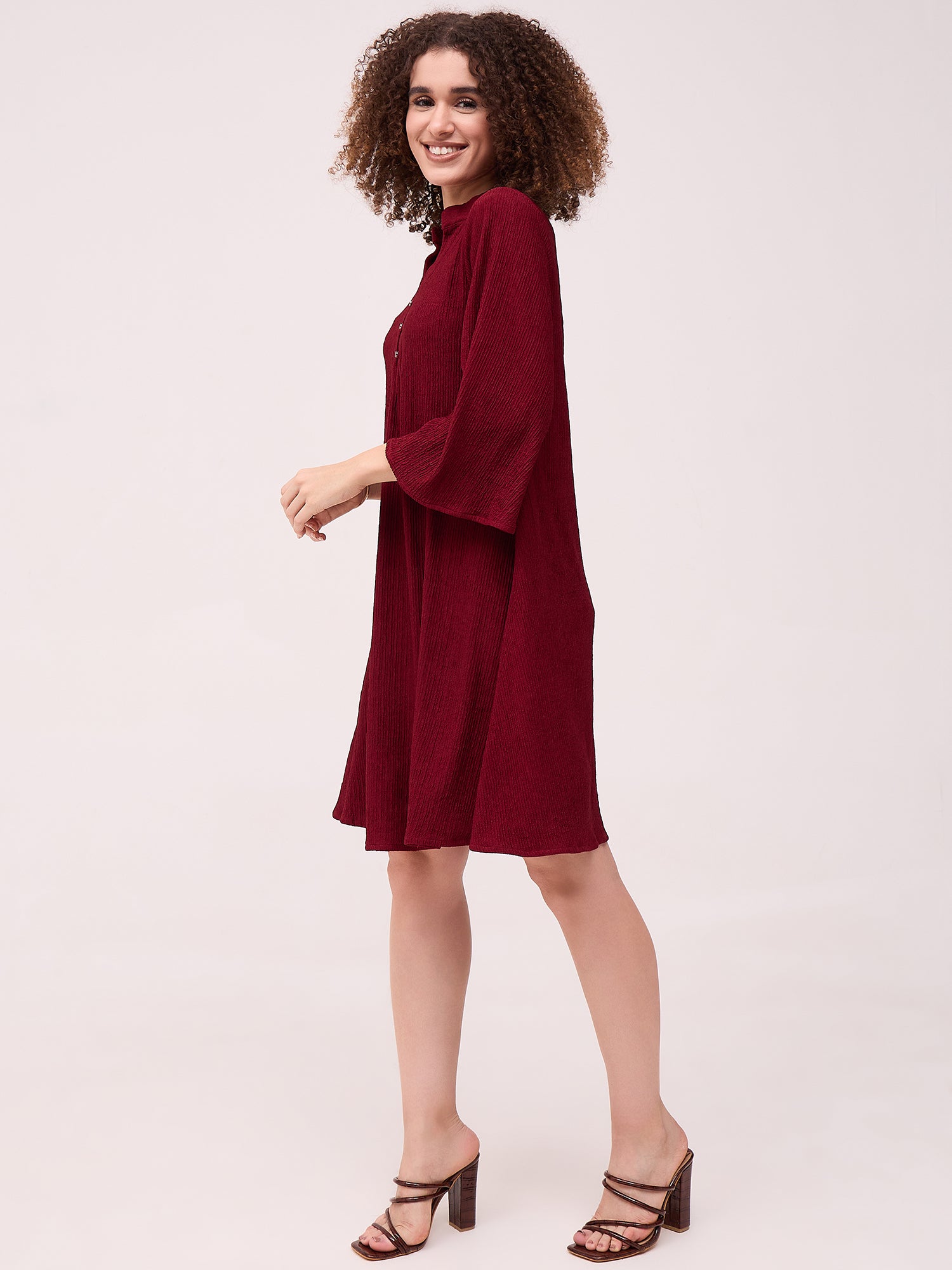 Maroon A-Line Dress