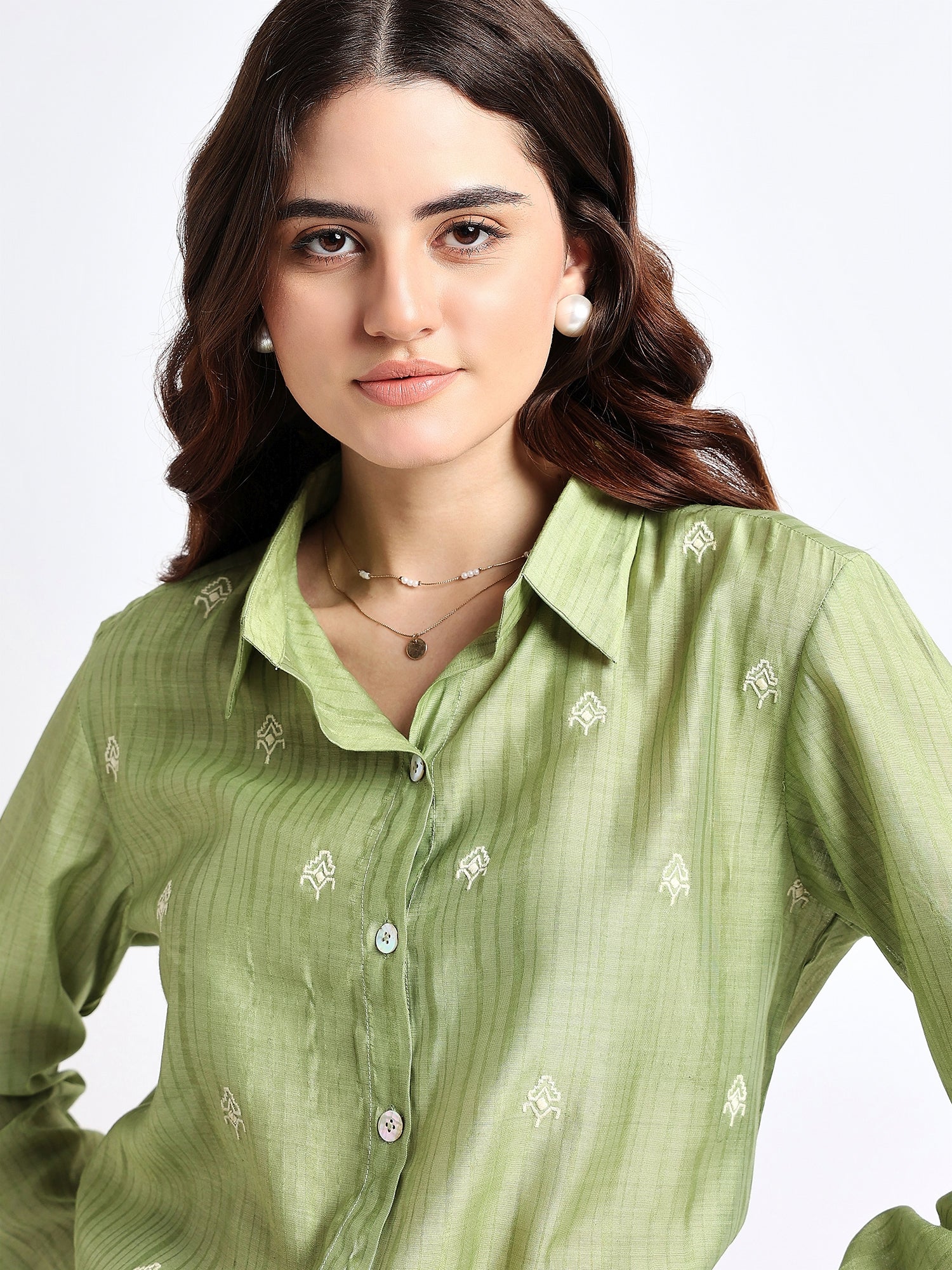 Green Embroidered Shirt