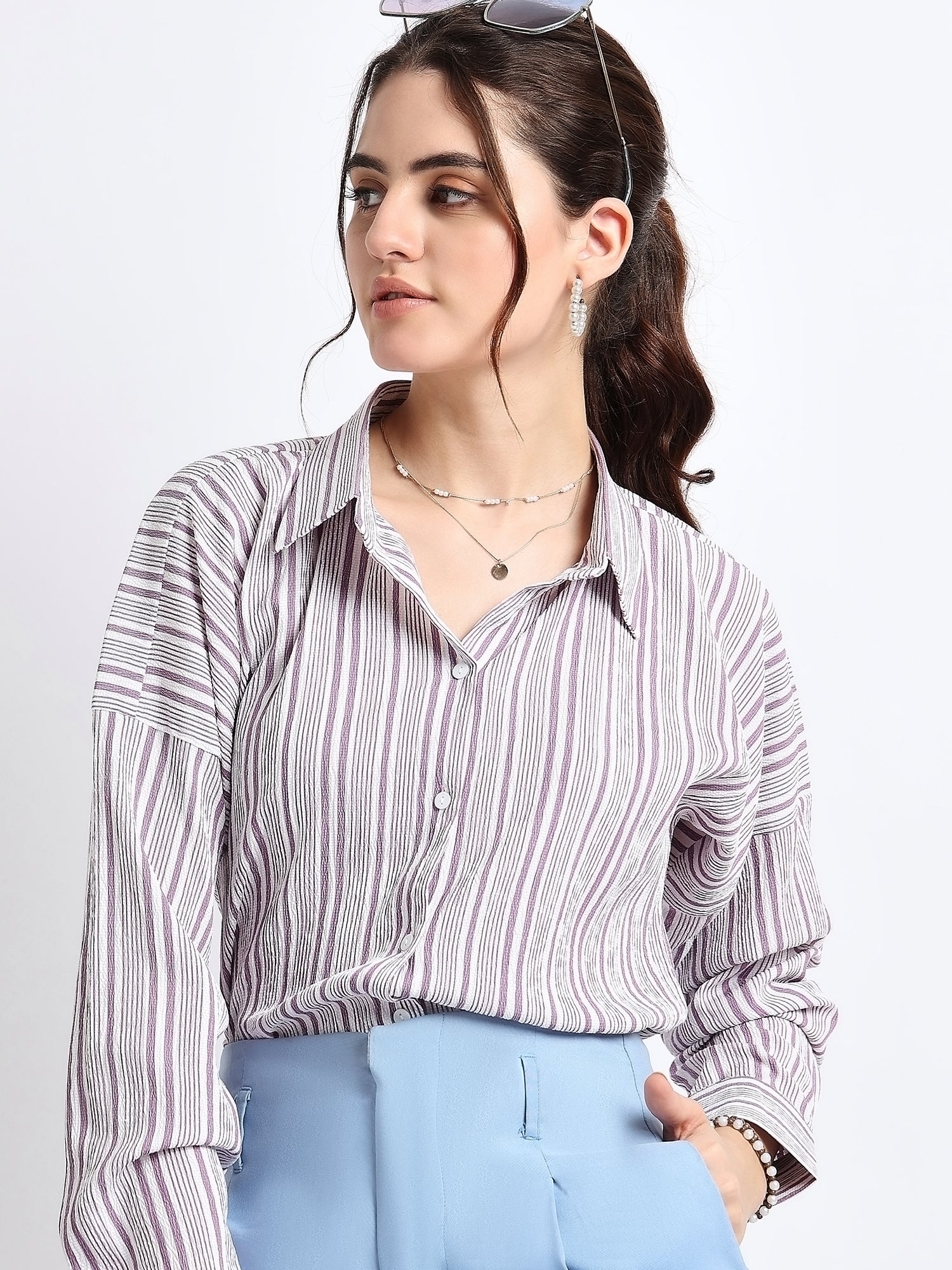 Purple Candy Striped Shirt