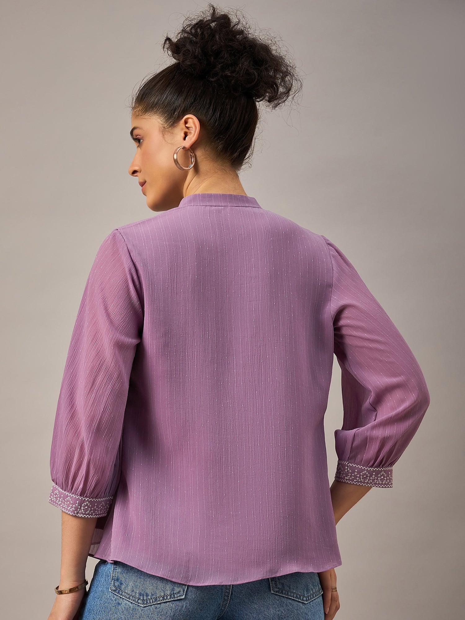 Lavender Georgette Embroidery Top