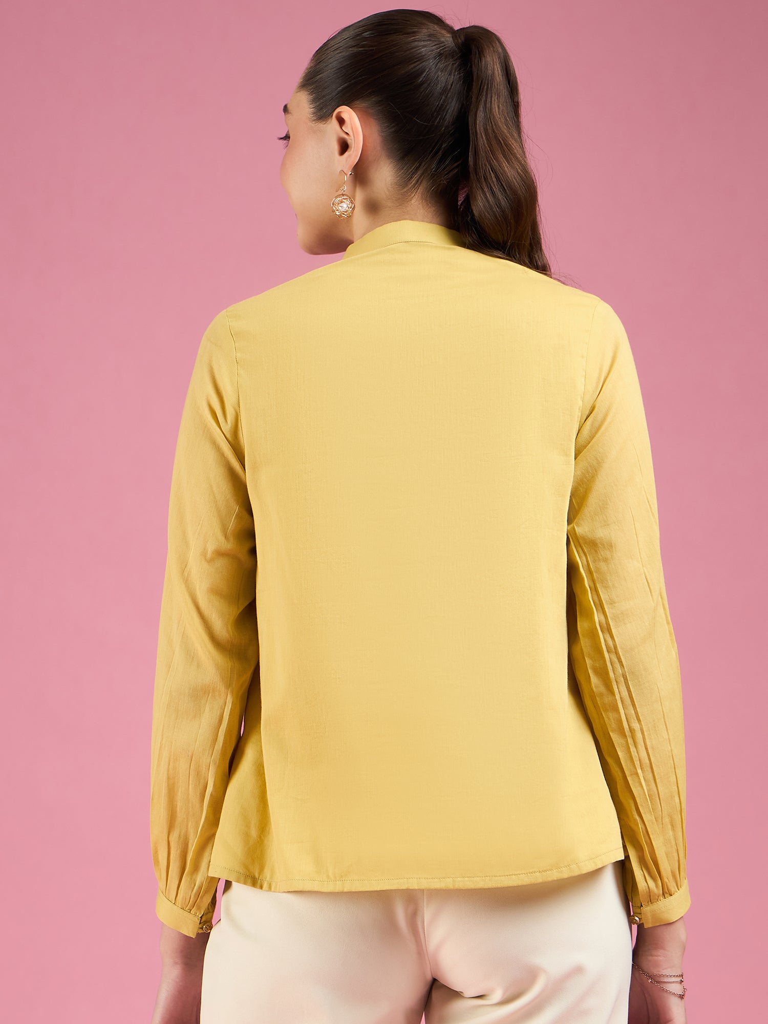 Yellow Cotton Embroidered Top