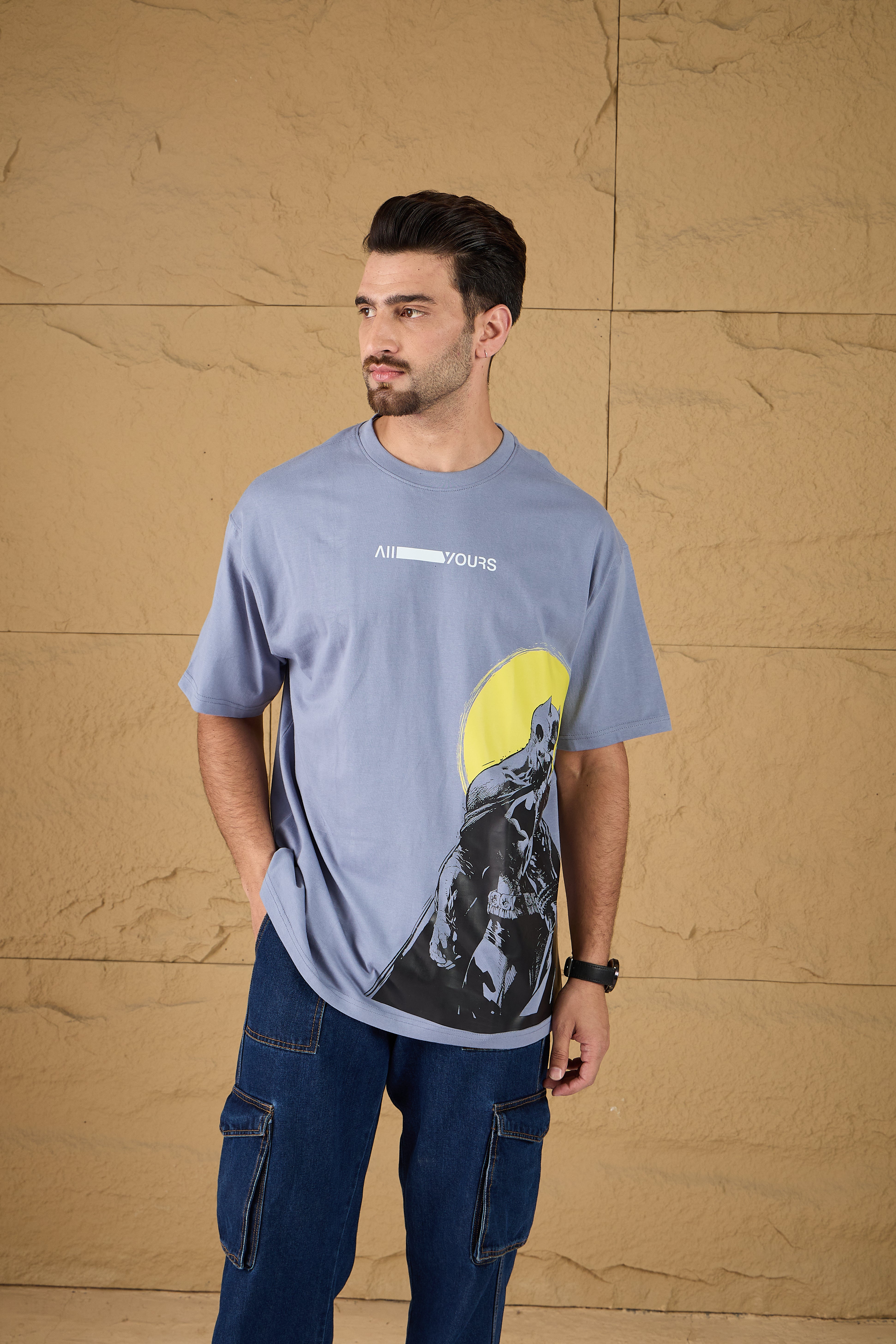 Grey Printed Oversize T-shirt