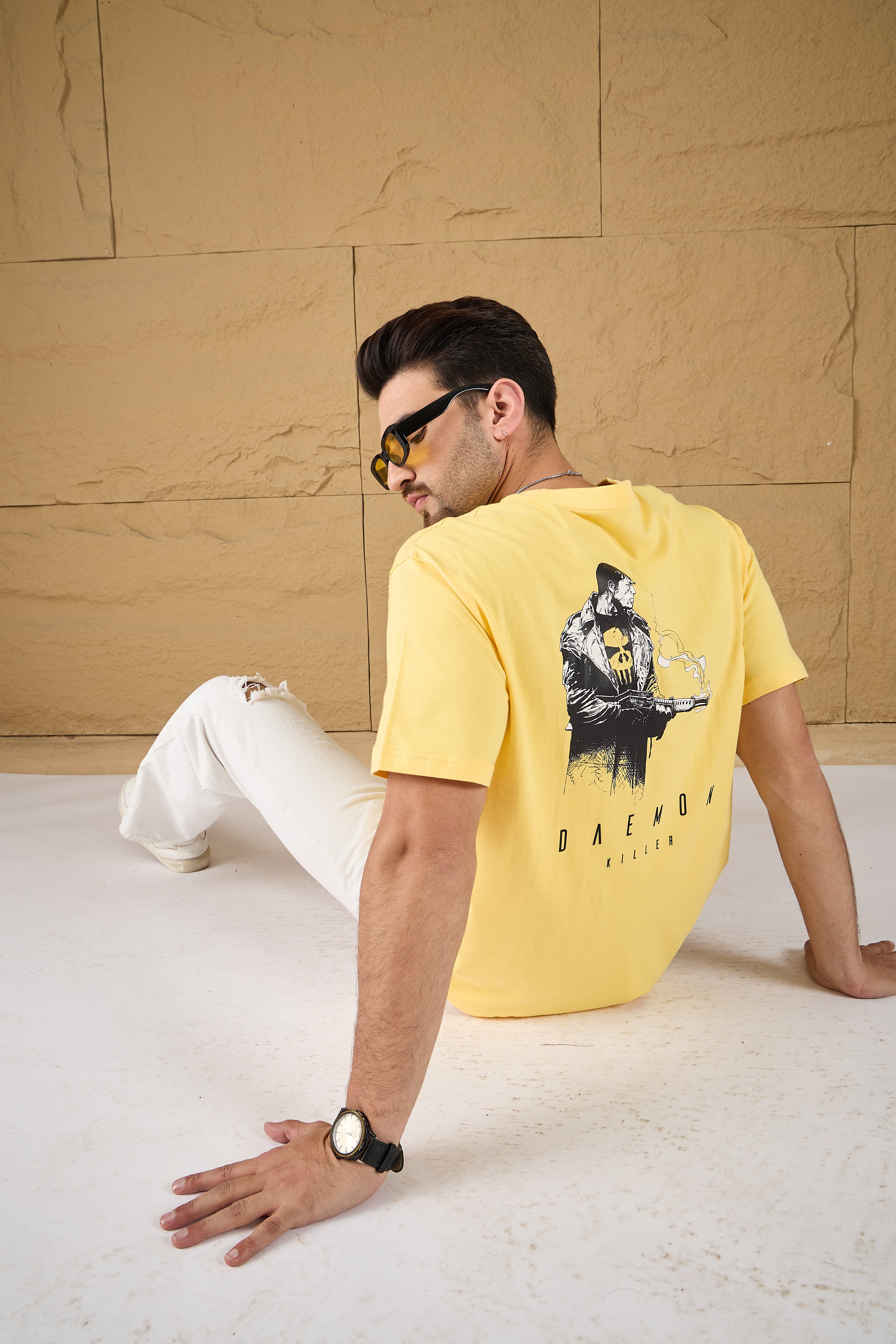 Yellow Printed Oversize T-shirt