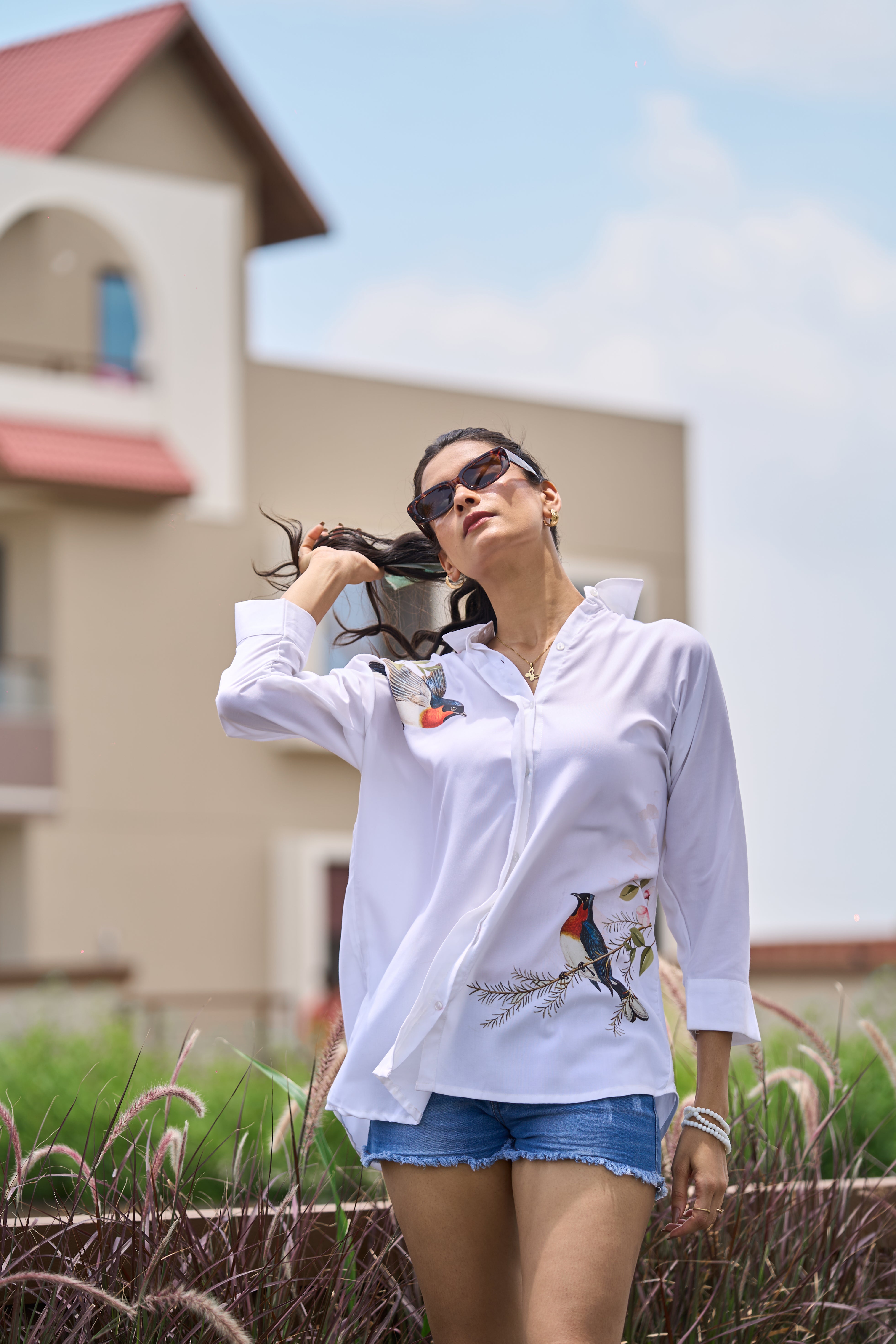 White Graphic Printed Shirt