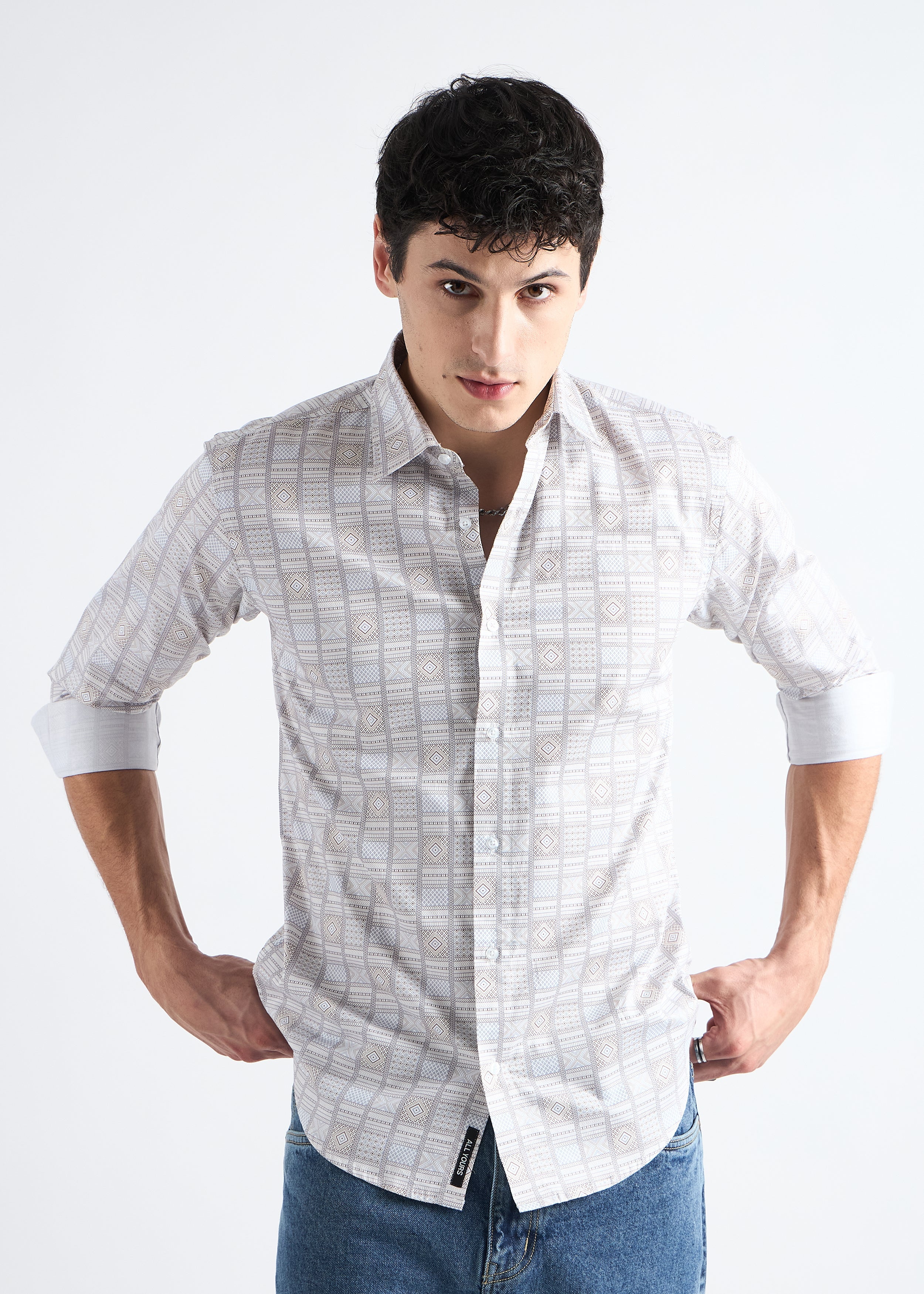 Vanilla mist Premium Printed Cotton Shirt