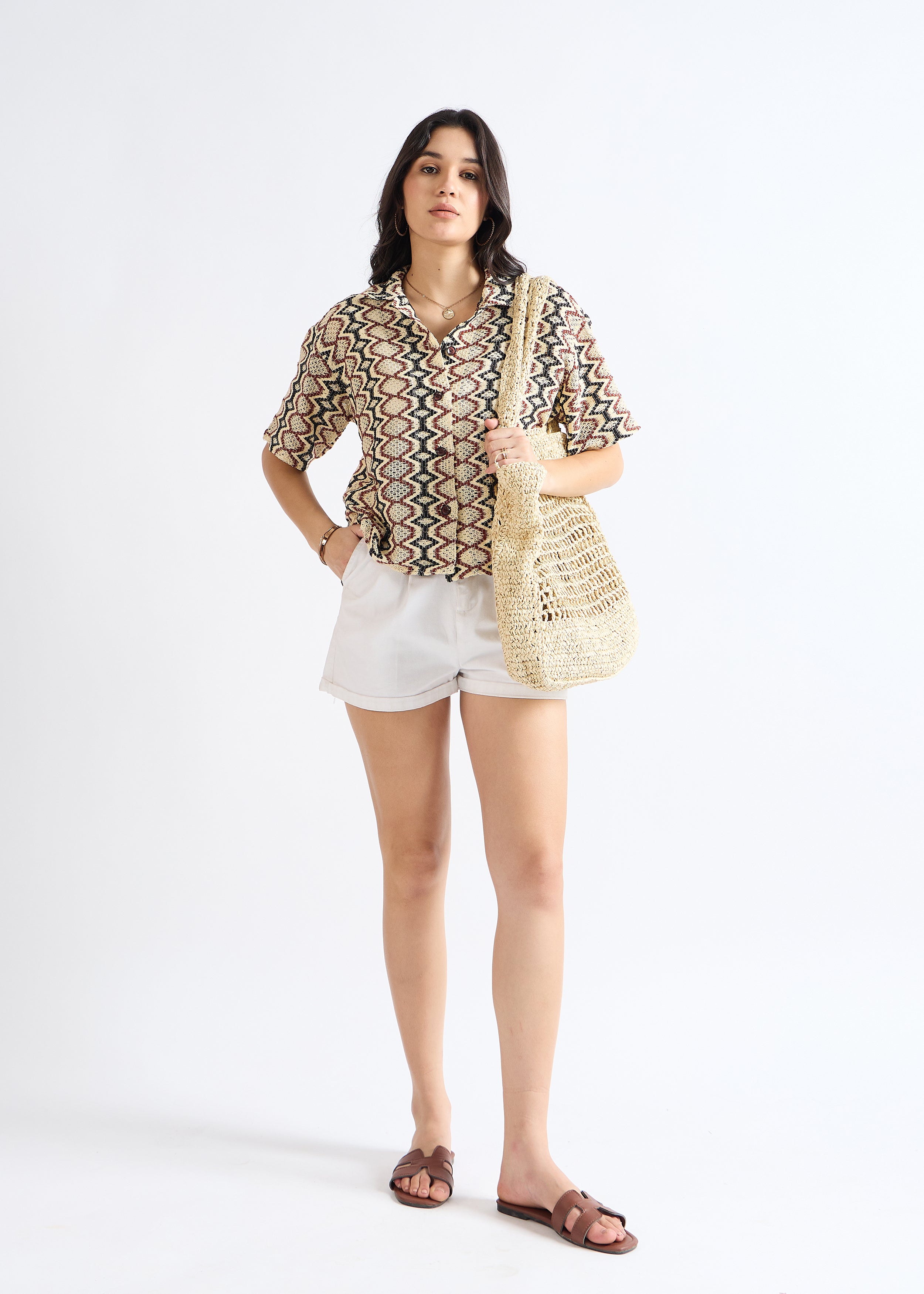 Multicolor Crochet Cuban Shirt