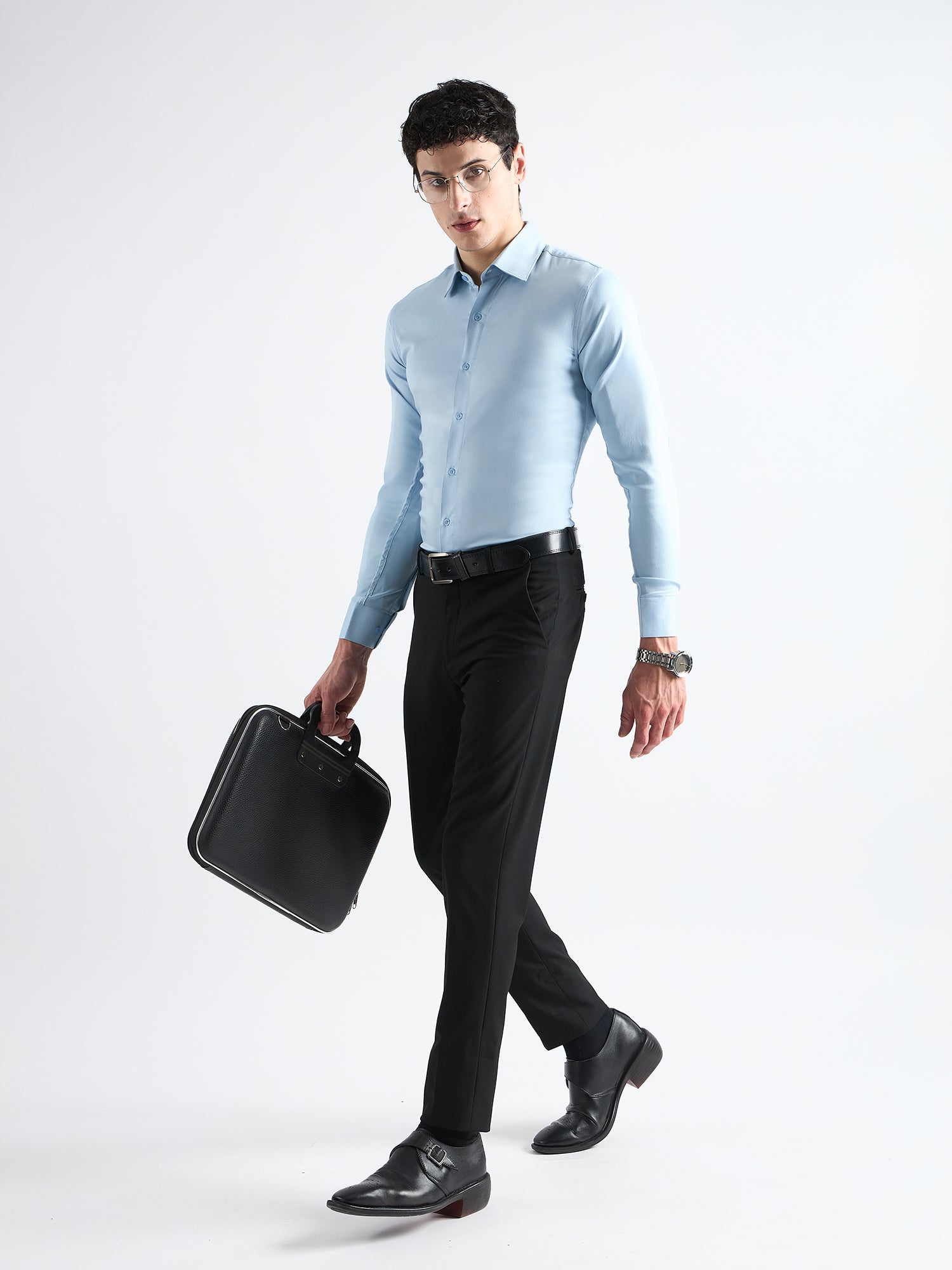 Sky blue Plain Twill Stretchable Shirt