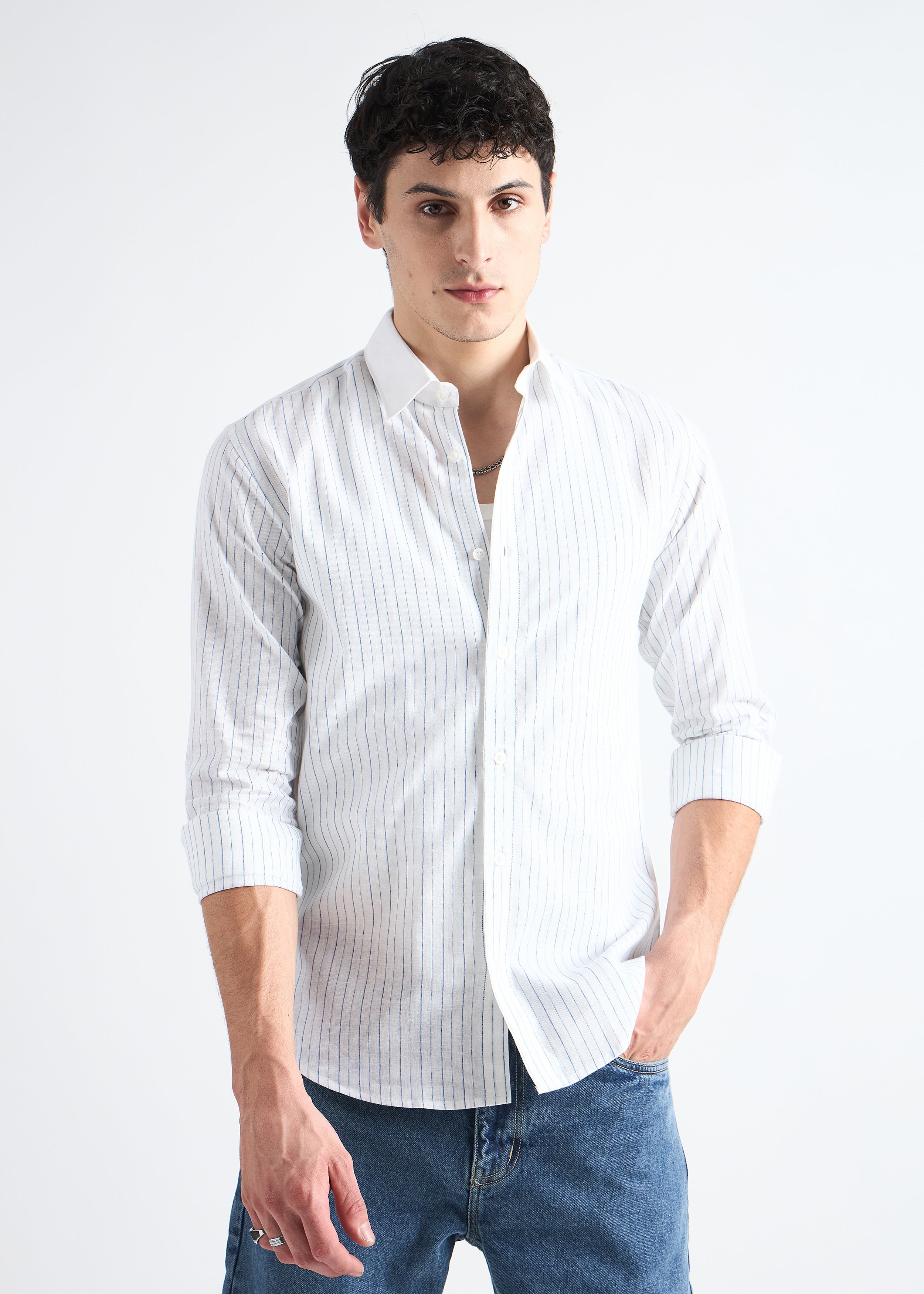 White Classic Oxford Striped Shirt