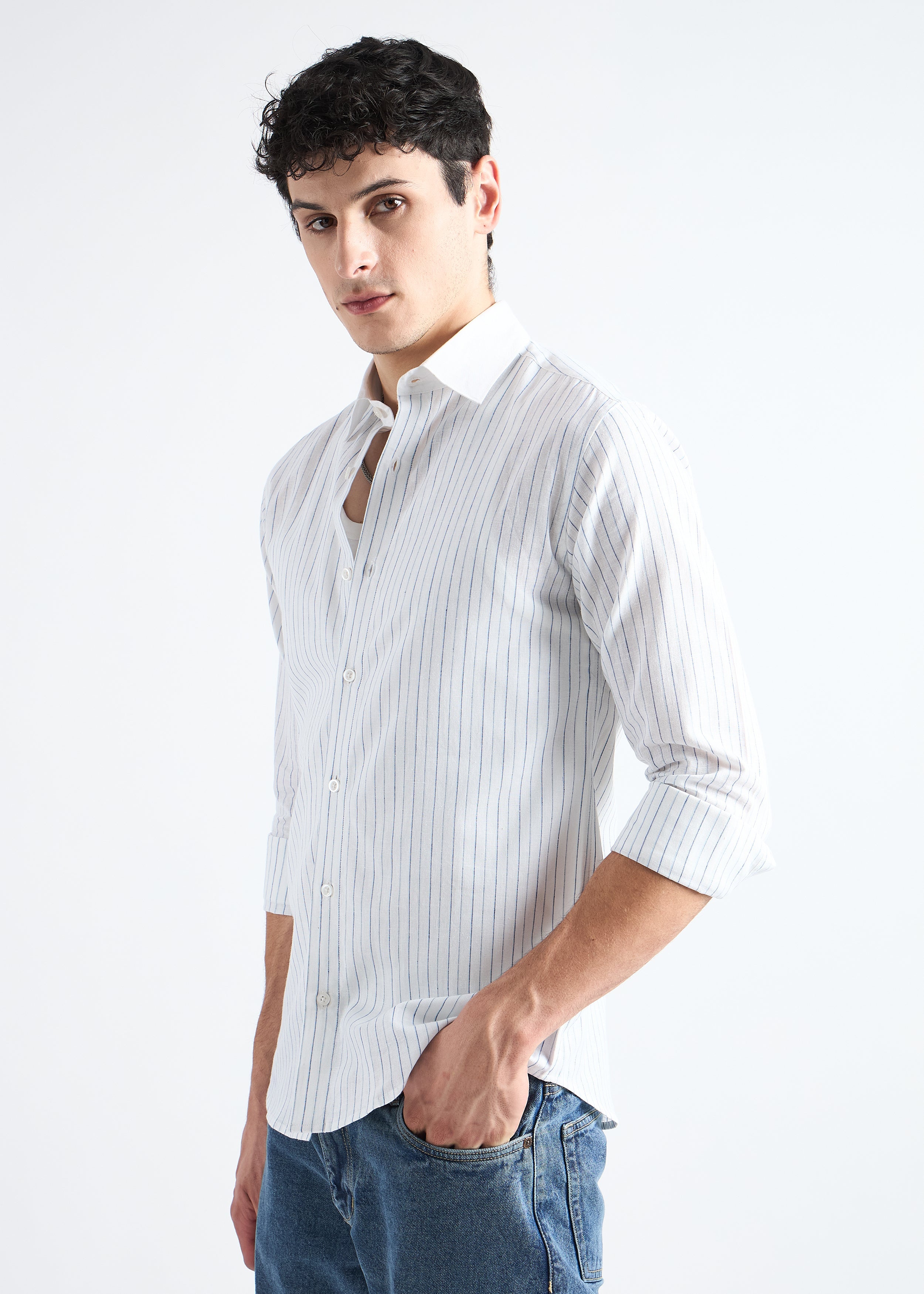 White Classic Oxford Striped Shirt