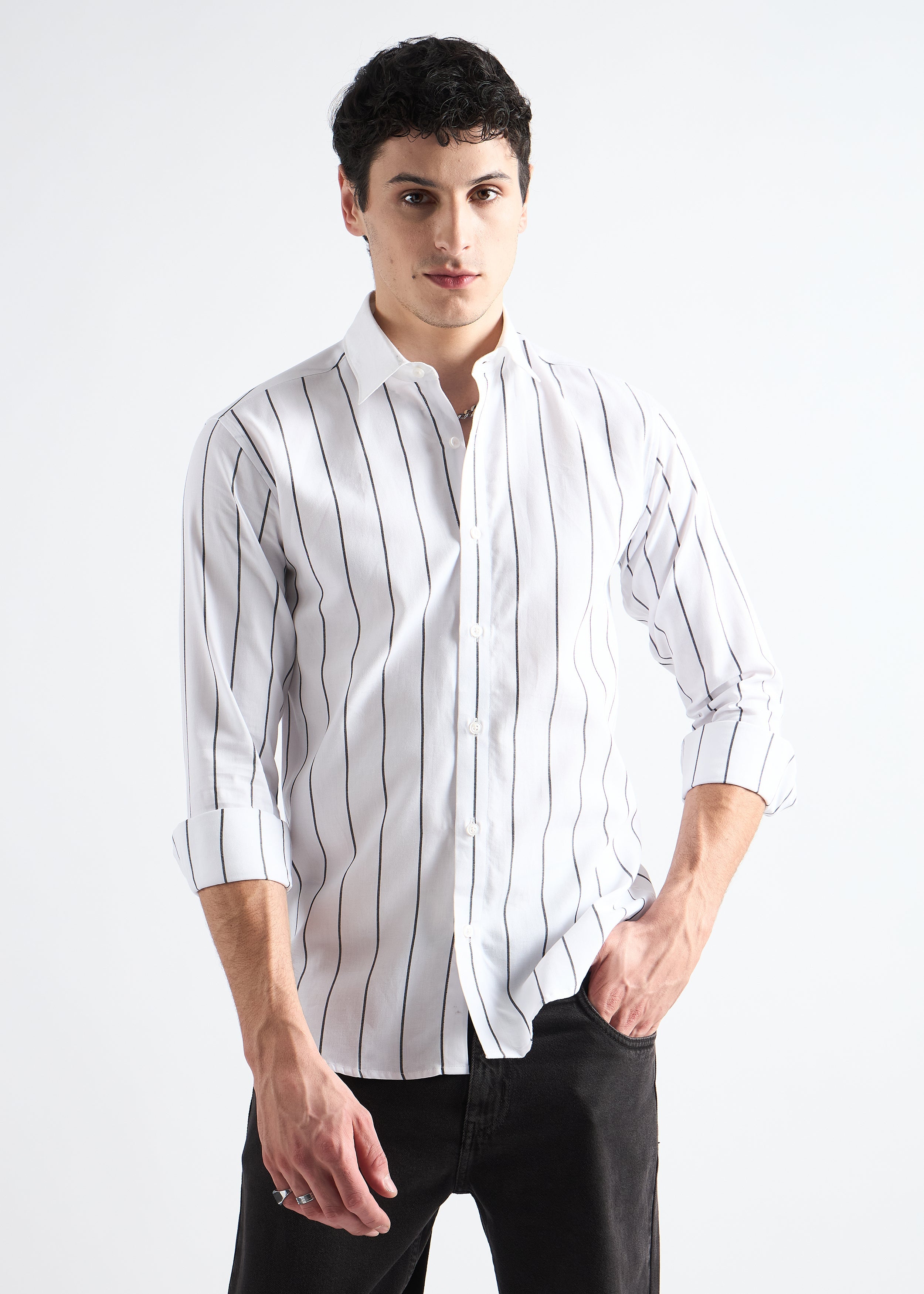 Black Striped Oxford Shirt