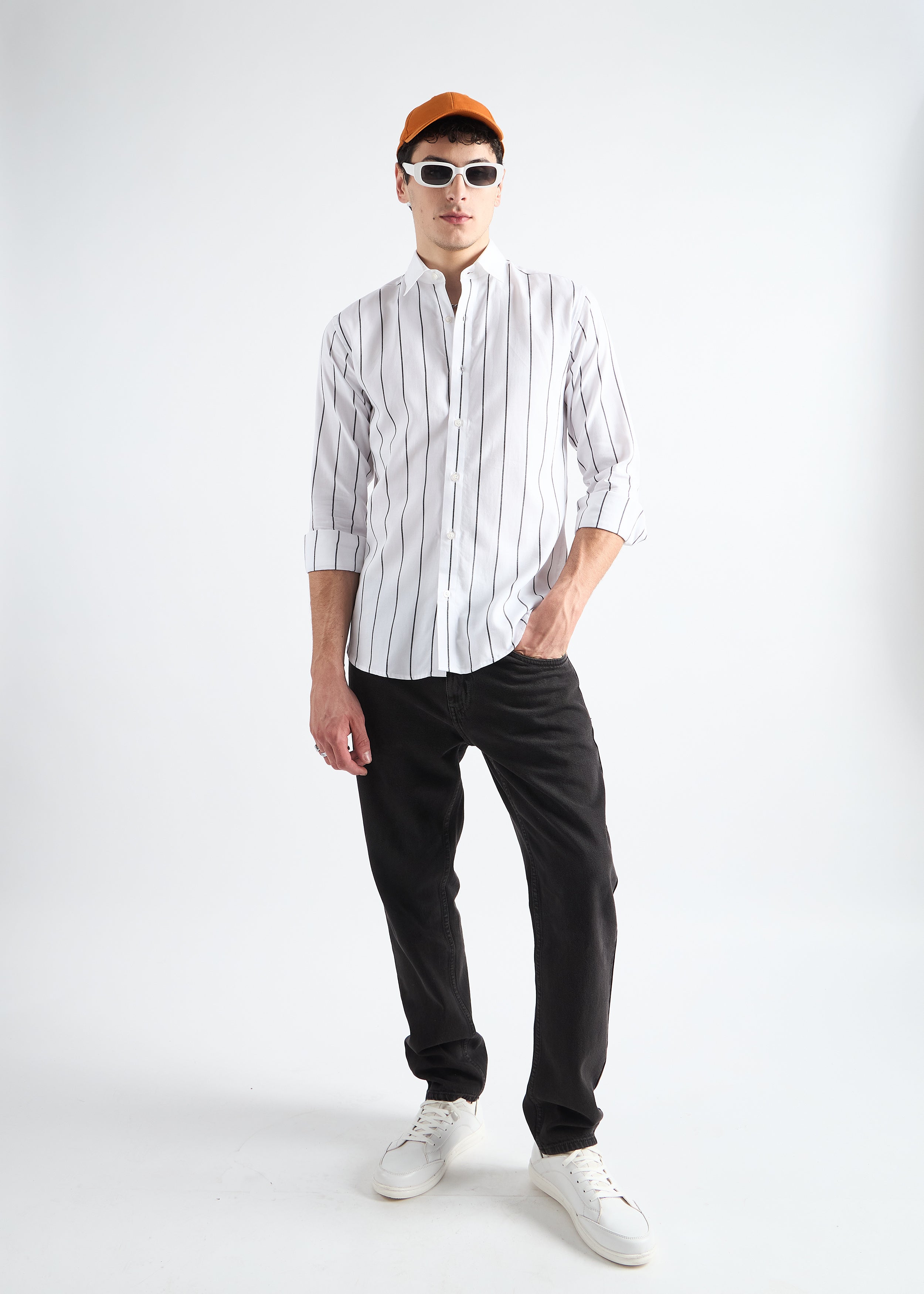 Black Striped Oxford Shirt