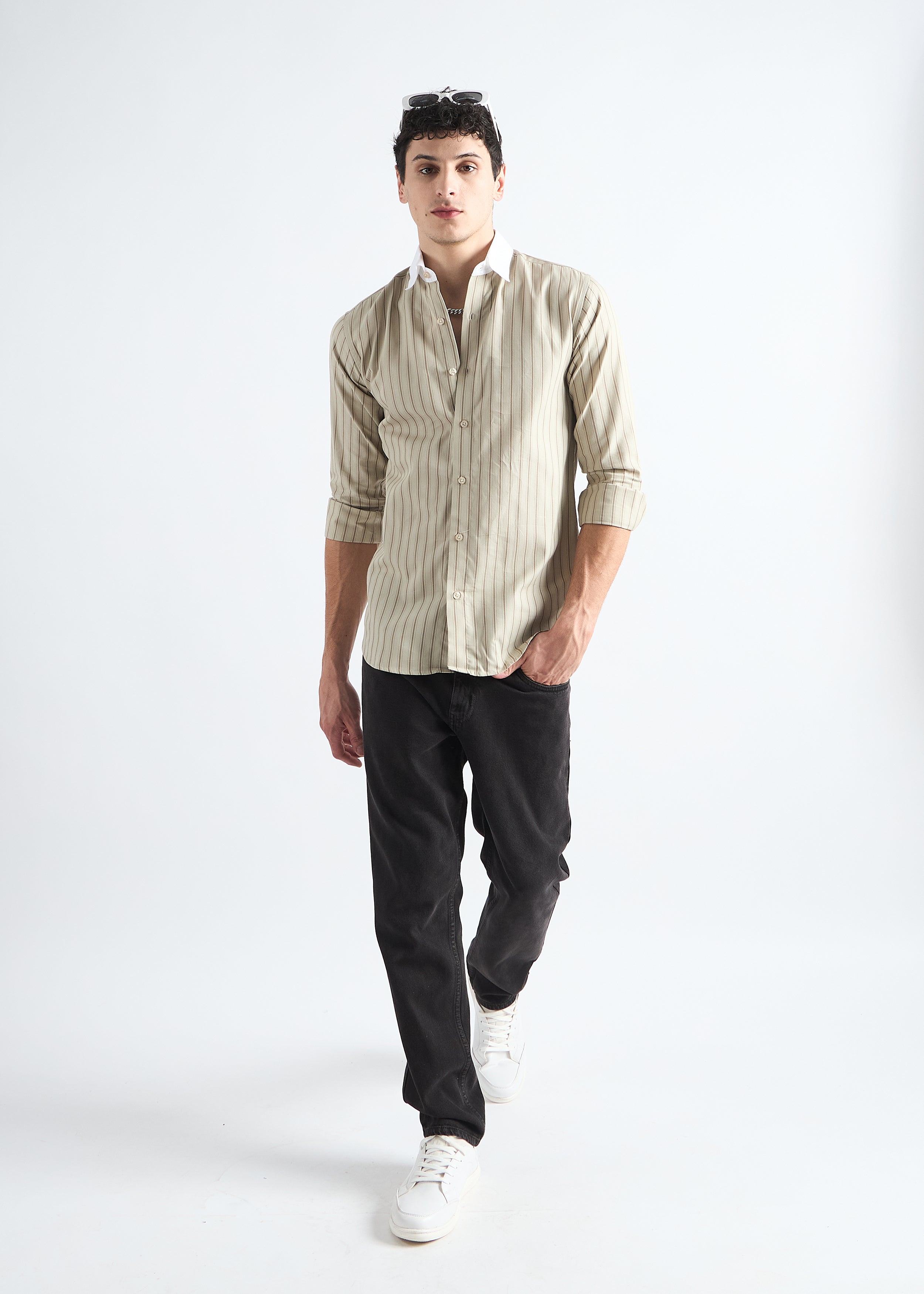 Nickel Grey Classic Oxford Striped Shirt