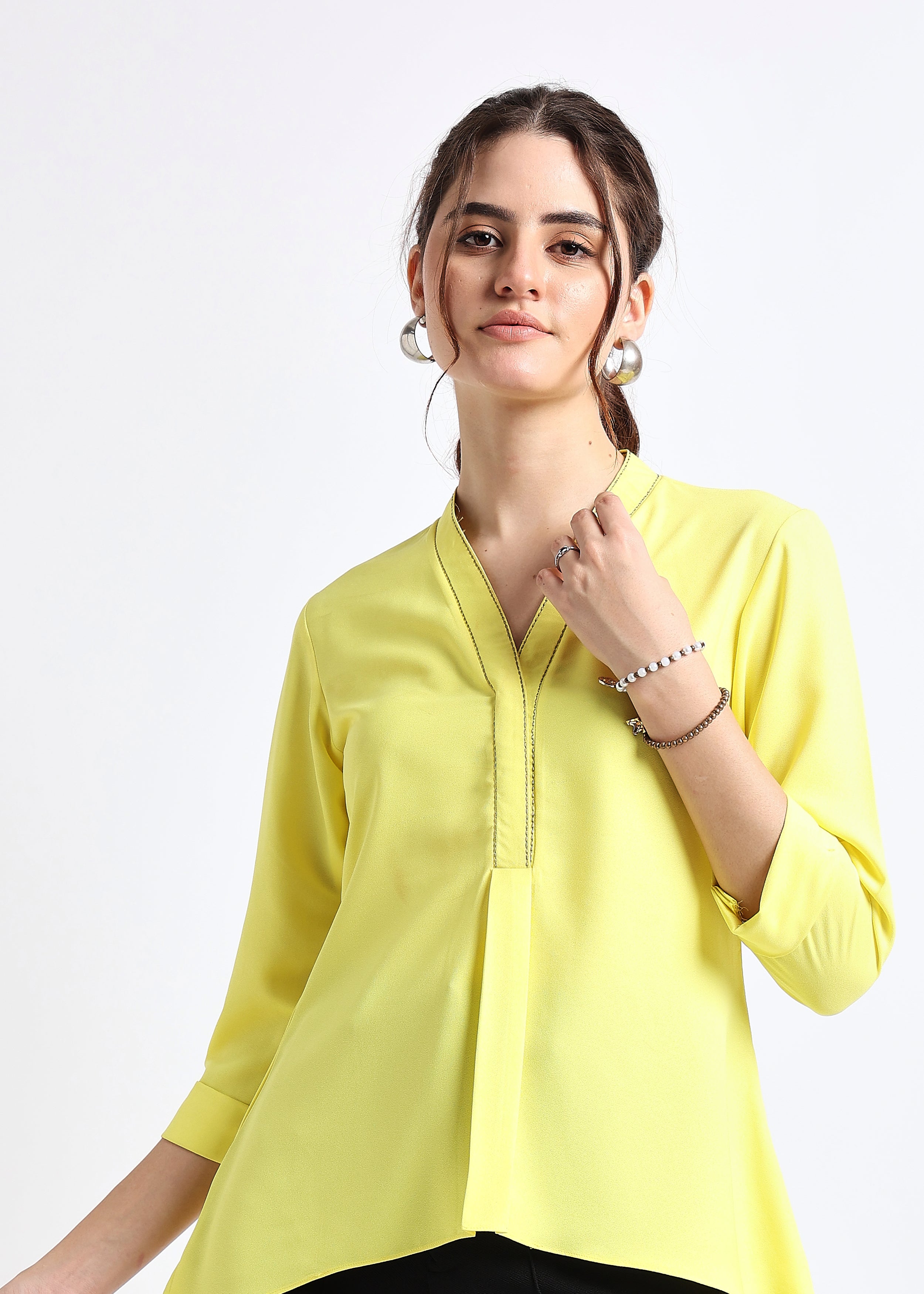 Lime Embroidered A-Line Top