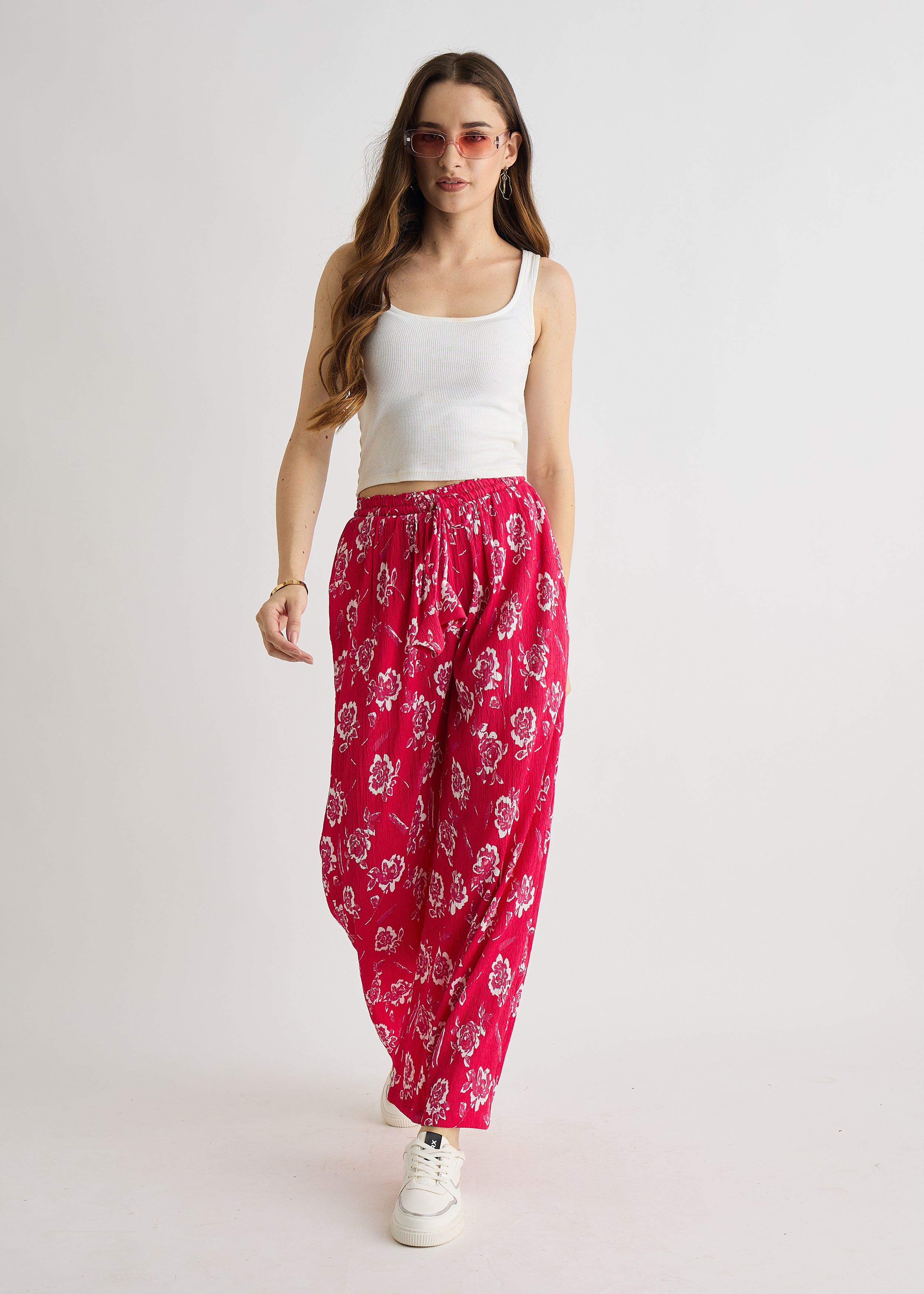 Pink Floral Printed Trouser