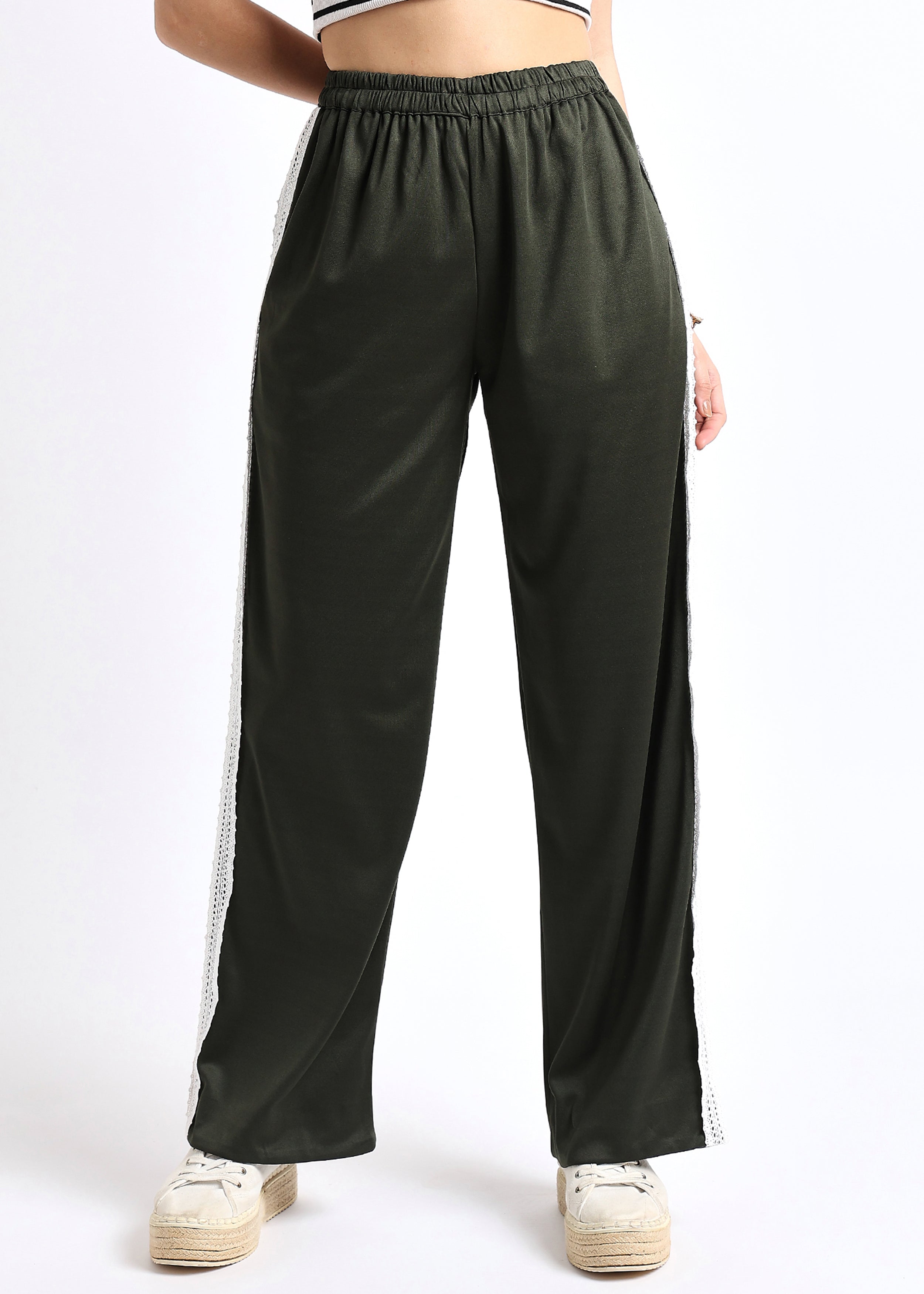 Olive Lace Insert Trouser