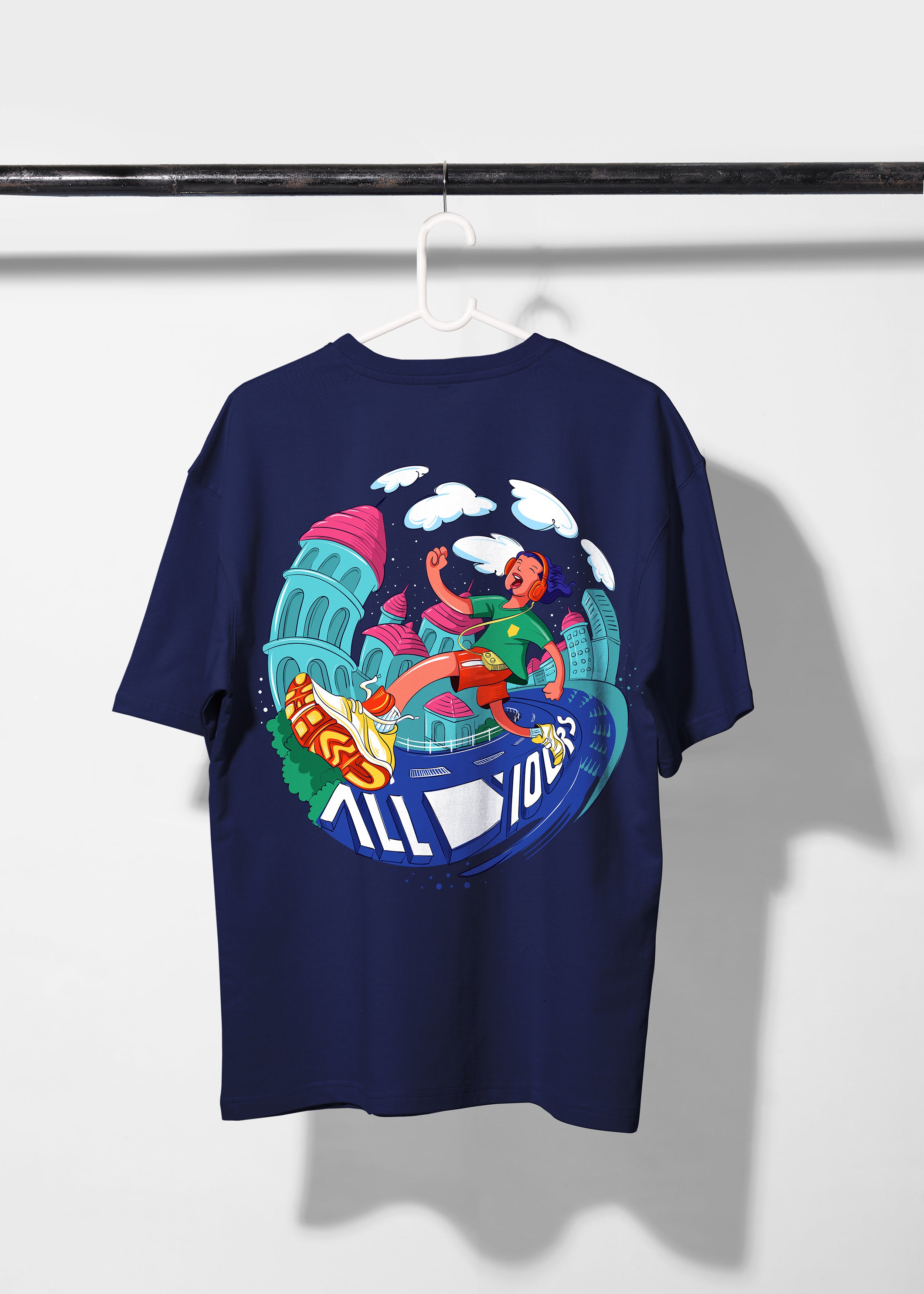 Navy Blue Oversized T-shirt with AllYours Graphic