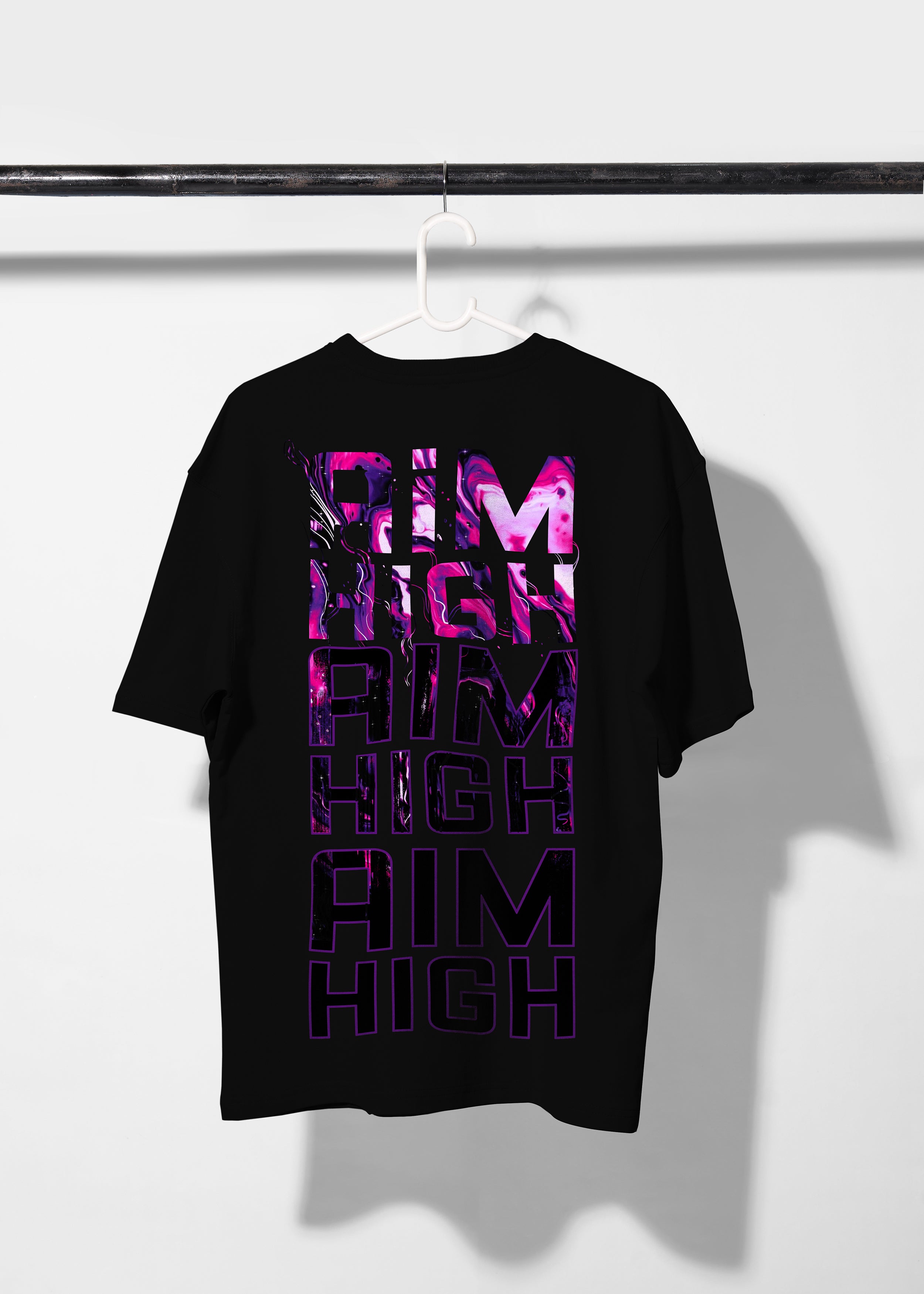 Black Oversized T-shirt with Aim High Graphic