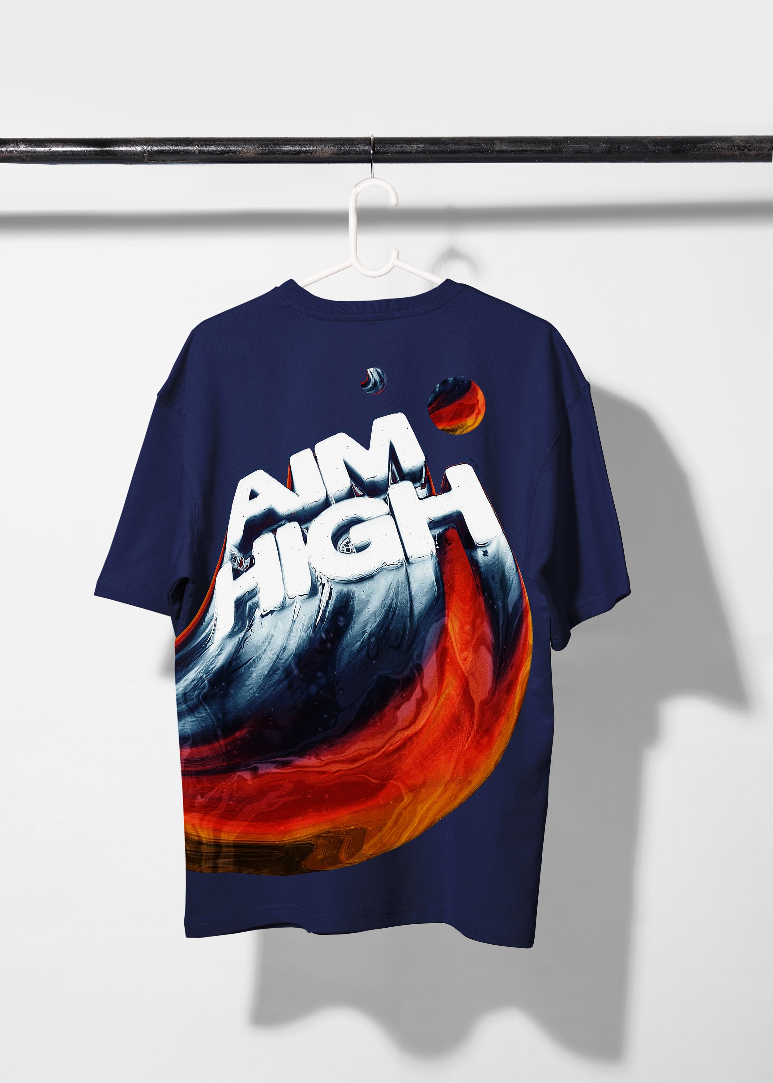 Navy Blue Oversized T-shirt with Aim High Graphic