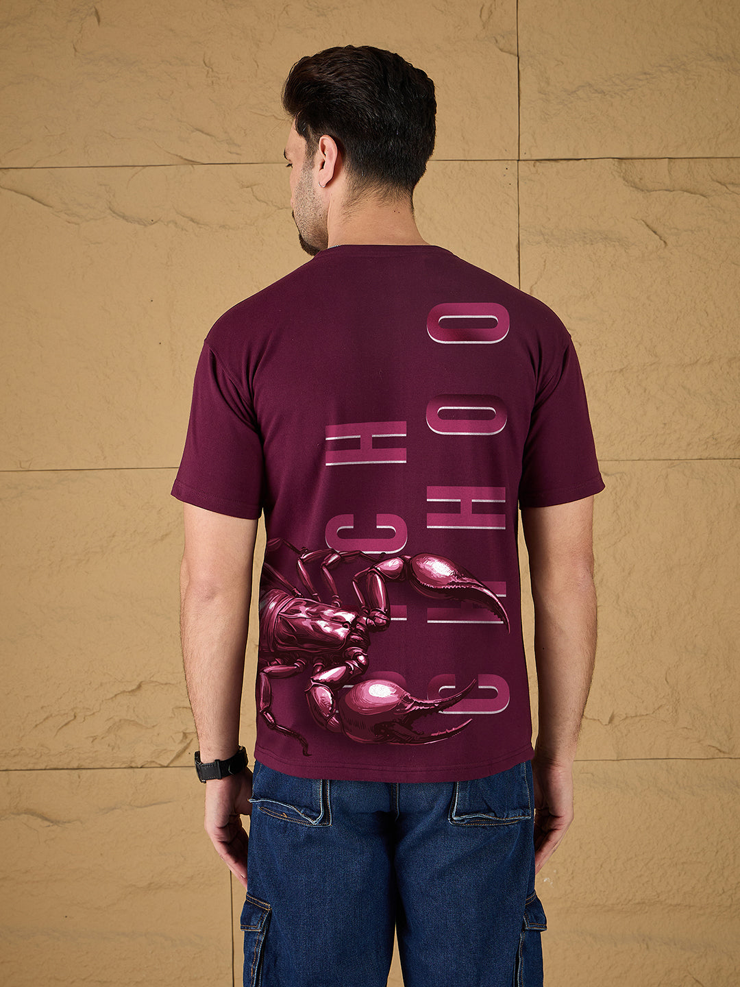 Maroon Heavy Gauge Printed Oversize T-shirt