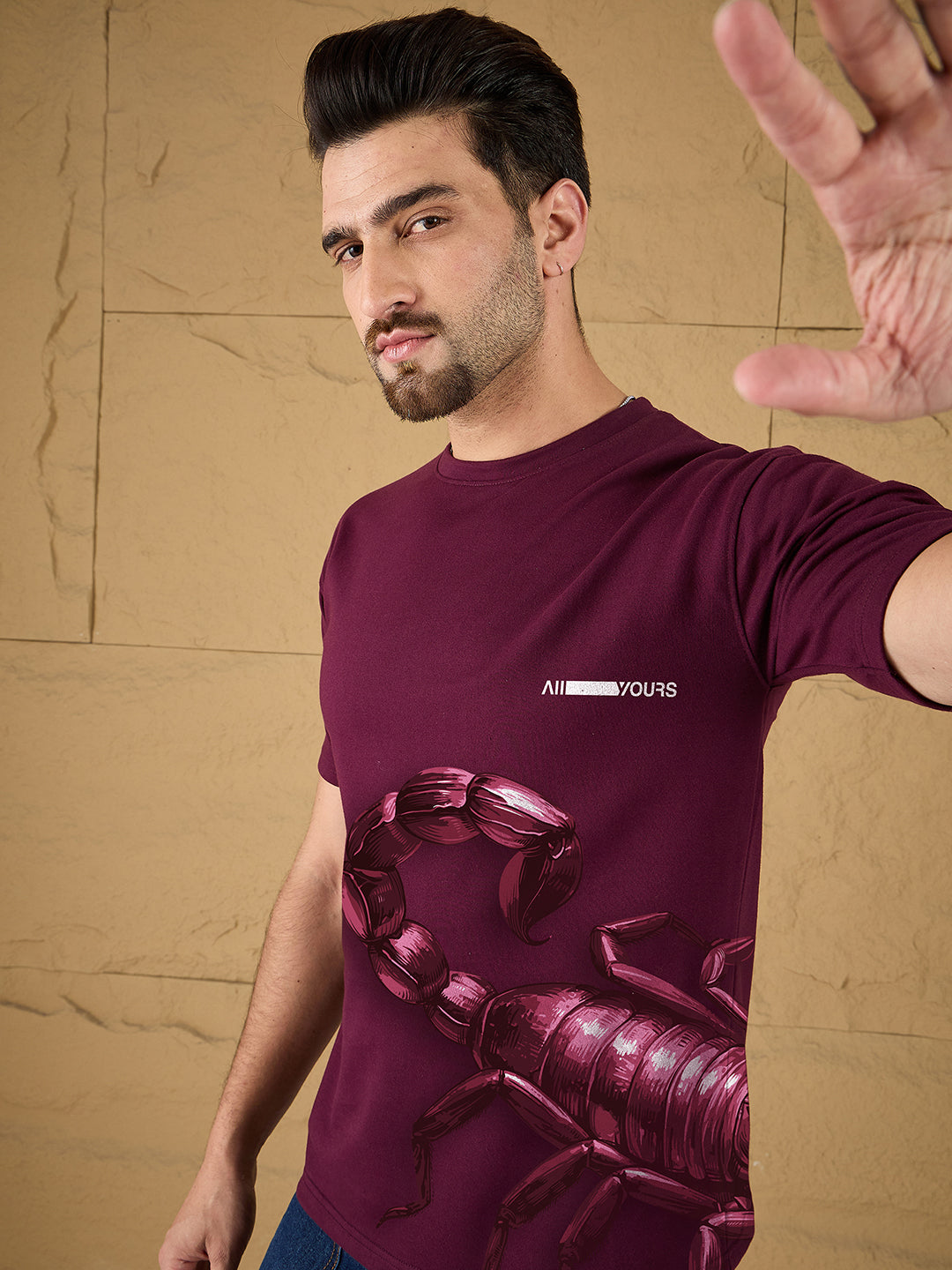 Maroon Heavy Gauge Printed Oversize T-shirt