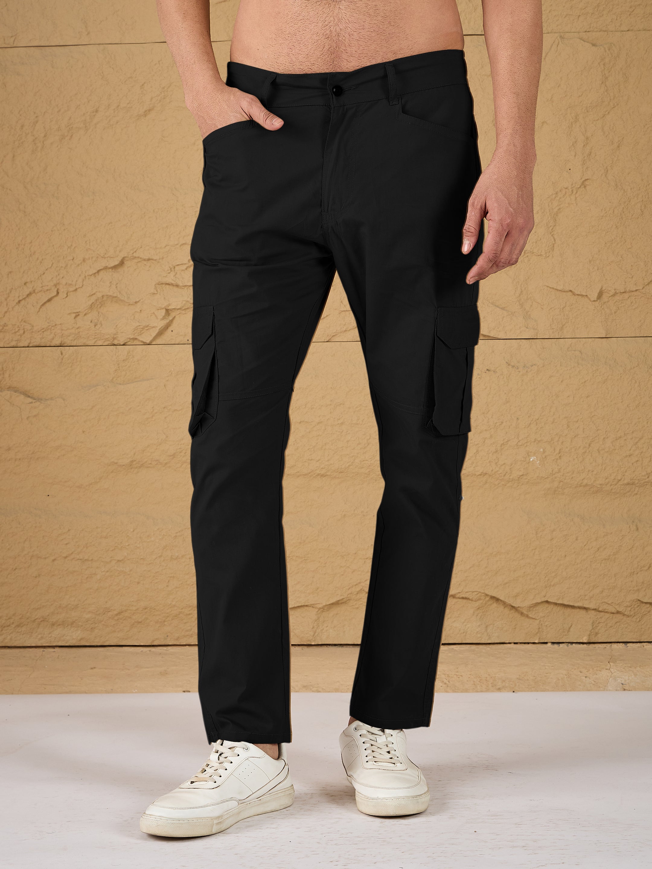 Charcoal Black Cargo Relaxed Fit Trouser