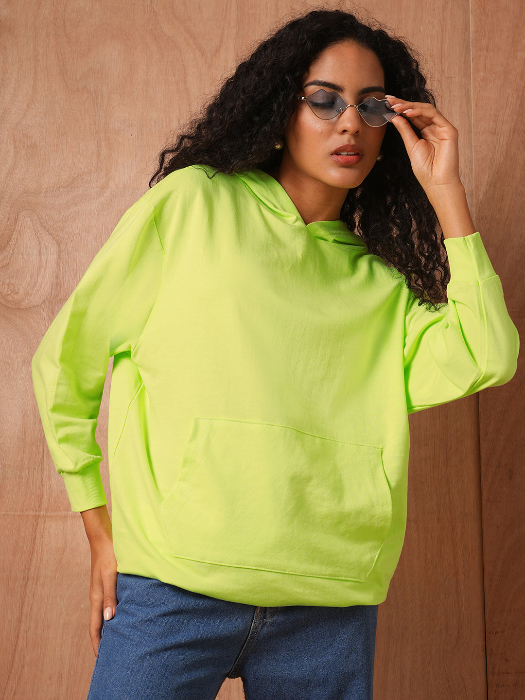 Lime Green Oversized Hooded Sweatshirt